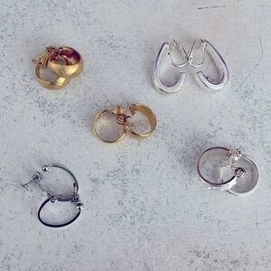 5pair vintage clip on earrings bundle